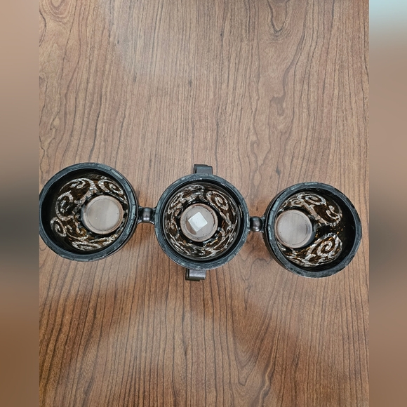 Retired Partylite Amaretto Swirl Trio Metal Candle Holder - Picture 2 of 6